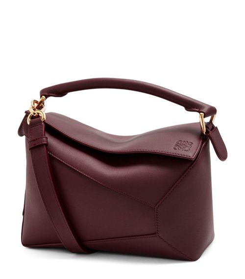 Small Leather Puzzle Edge Top-Handle Bag