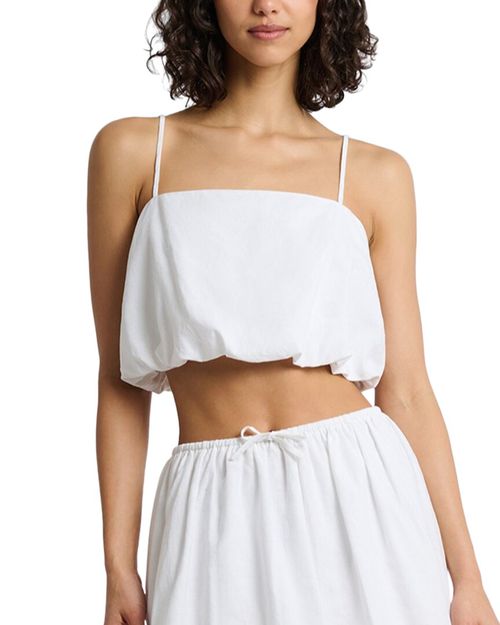 Onia Air Linen-Blend Bubble Crop Top