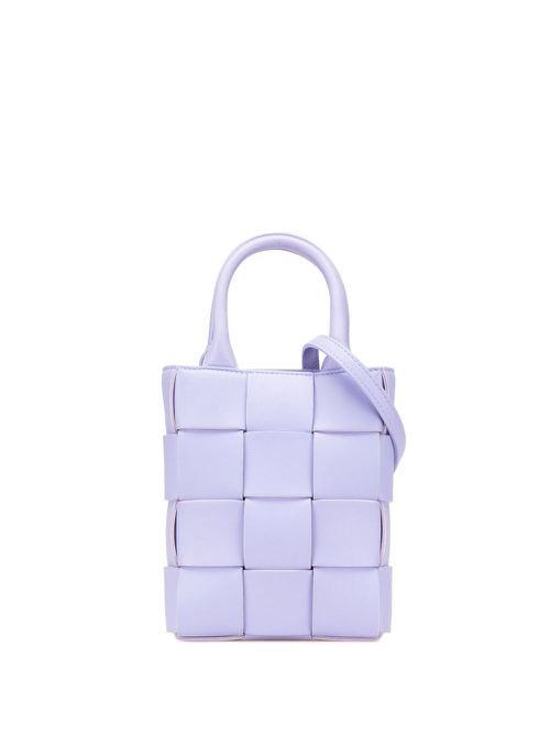 Bottega Veneta Pre-Owned 2012-2024 Mini Lambskin Maxi Intrecciato North South Cassette Tote satchel - Purple