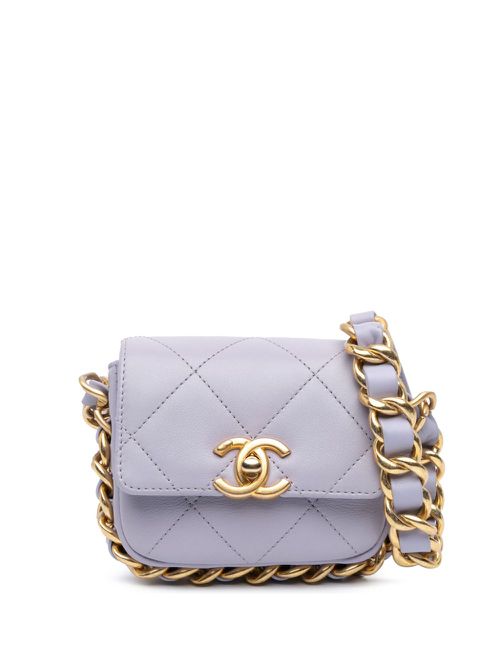 2021-2024 Mini Quilted Calfskin Framing Chain Flap crossbody bag - Purple