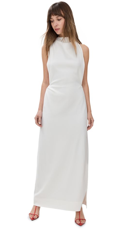 Selena Twist Back Dress In Matte Viscose Crepe White