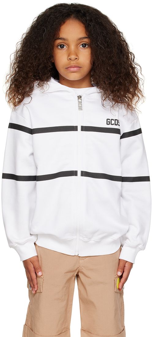 Kids white zip-up hoodie