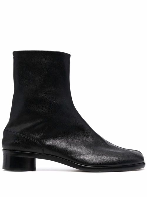 Black Tabi Leather Ankle Boots