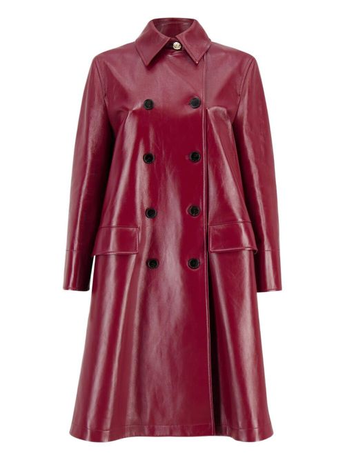 Gucci leather double-breasted trench coat - Red