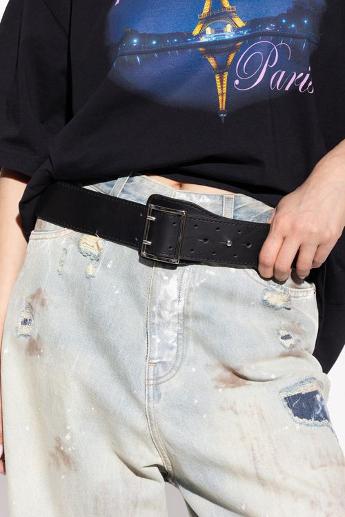 Leather Belt, Unisex, Black