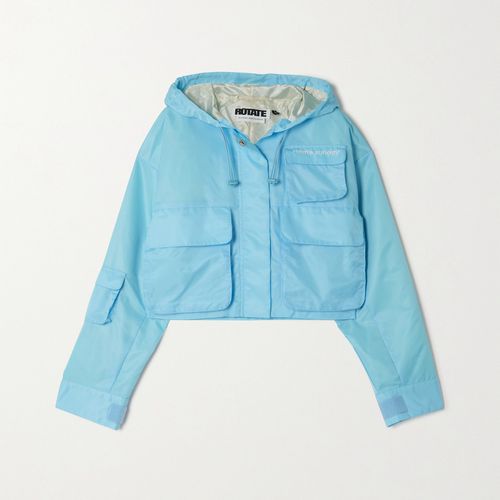 로테이트 비르커 크리스텐슨 여성 Drew Cropped Embroidered Recycled Shell Hooded Jacket - 라이트 블루 - x 스몰