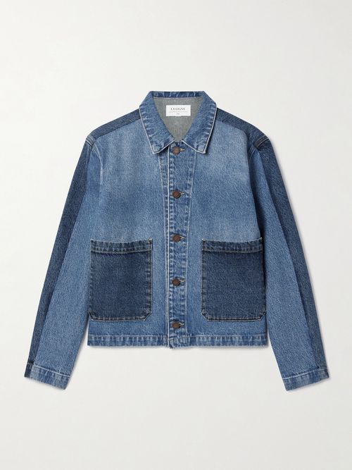 Val Cropped Paneled Two-tone Denim Jacket