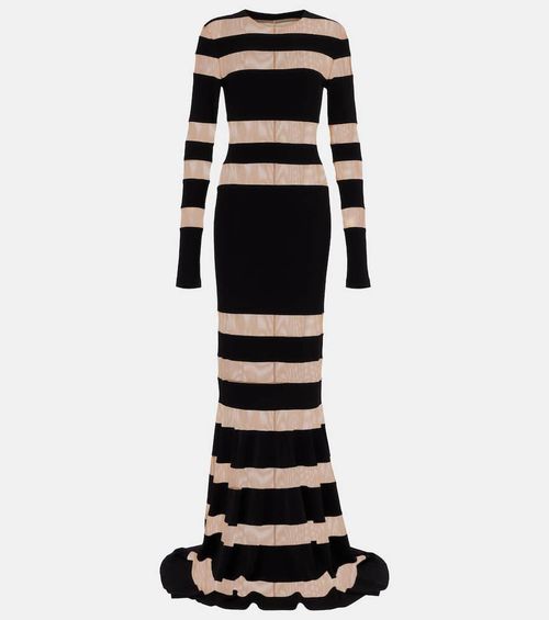 Norma Kamali Paneled semi-sheer gown