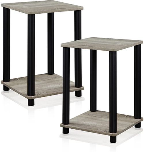 Turn-N-Tube End Table Set, French Oak Gray/Black