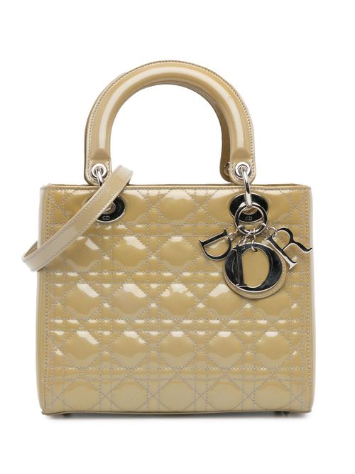 2014 Medium Patent Cannage Lady Dior satchel - Brown