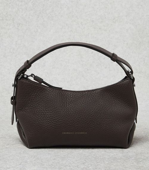 Nubuck Shearling-Trim Shoulder Bag