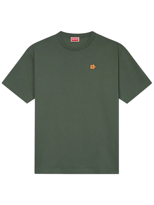 Kenzo Boke Flower Embroidered Crest T-Shirt in Green - Green