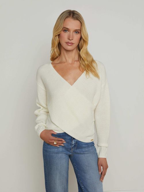 Antonella Crossover Sweater In Ivory