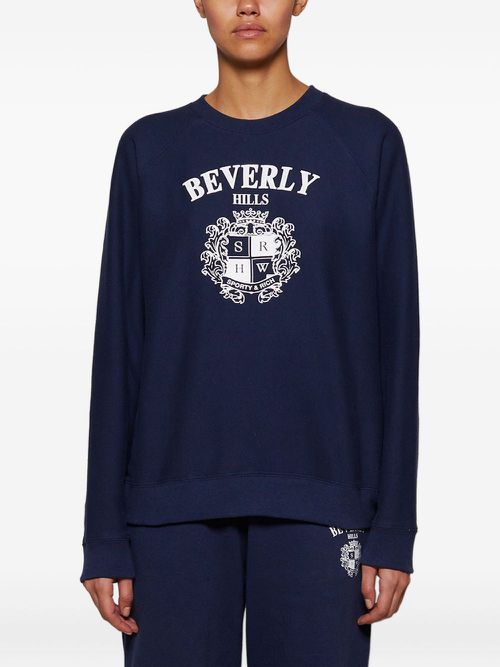 Beverly Hills crest-embellished crew-neck sweatshirt - Blue