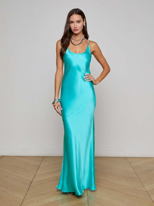 Charmaine Silk Gown In Lagoon
