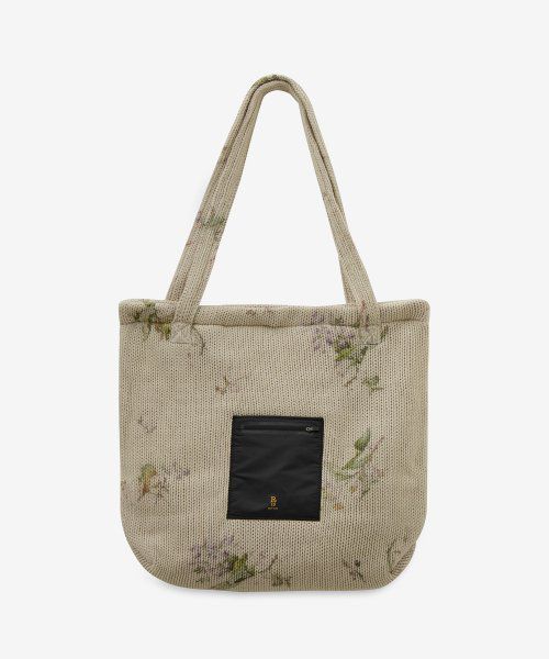 Women's Floral Print Knit Tote Bag