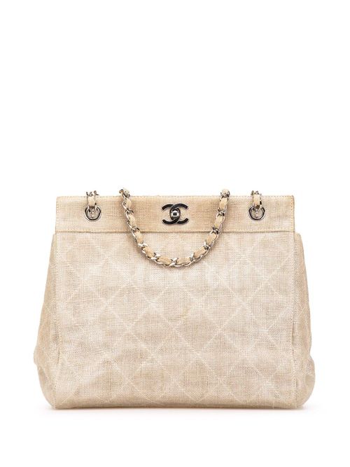 CHANEL Pre-Owned 1997-1999 CC Stitched Linen Chain tote bag - Brown