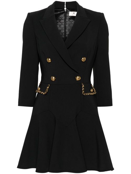 Chain link-trim crepe mini dress - Black