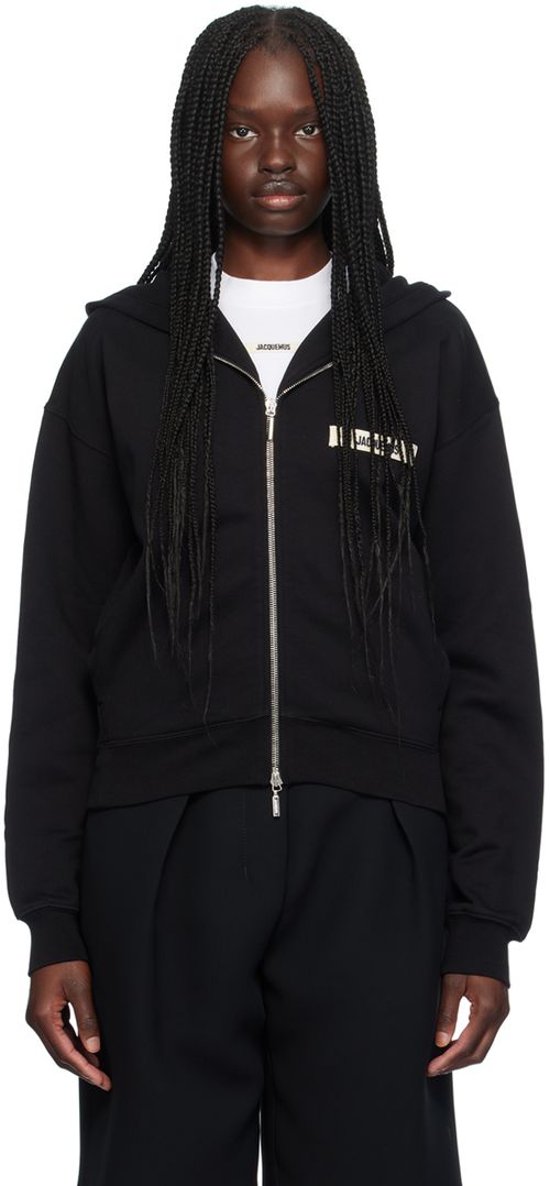 JACQUEMUS Black La Casa 'Le hoodie Gros Grain zippé' Hoodie