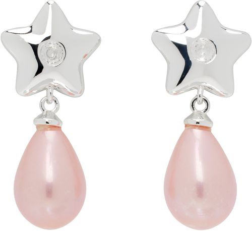 Sandy Liang Silver & Pink Cloverdale 2.0 Earrings