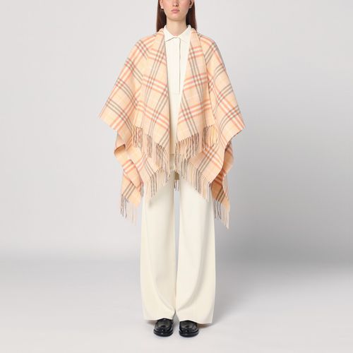 Check pattern wool and cashmere cape