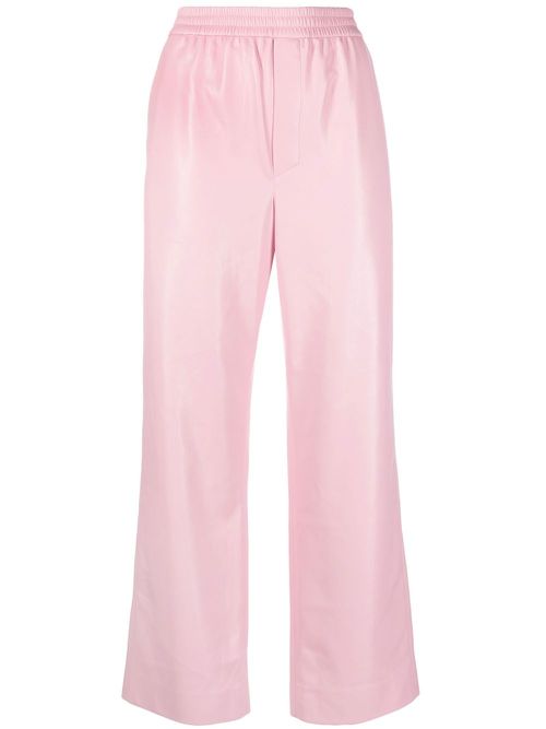 Faux-leather drawstring trousers - Pink