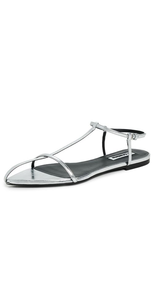 Jil Sander Metallic Leather Sandals Sky Grey