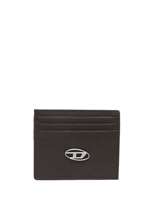Logo-plaque leather cardholder - Brown