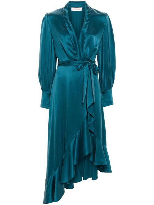Silk wrap midi dress - Blue