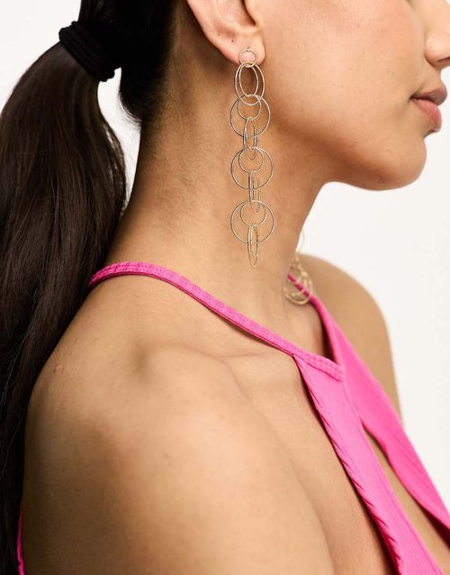 Drop earrings with multi fine hoop design in gold tone