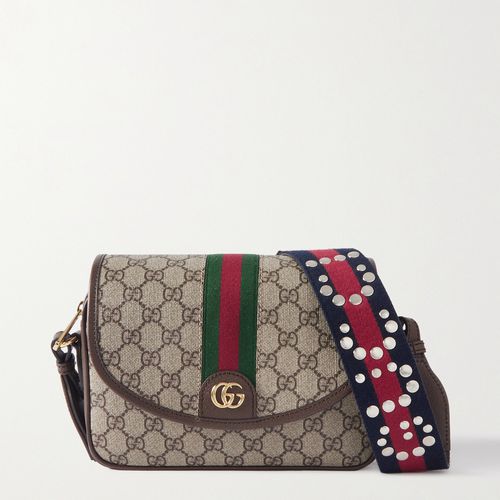 GUCCI Ophidia small textured leather-trimmed printed coated-canvas