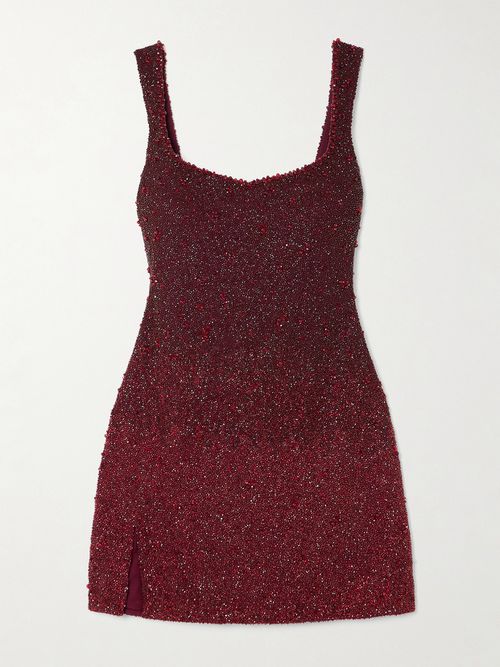 Embellished Stretch-tulle Mini Dress