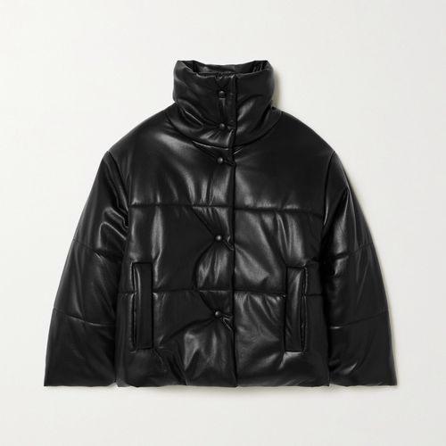나누슈카 여성 Hide Quilted Padded Vegan Leather Jacket - 블랙 - xx small