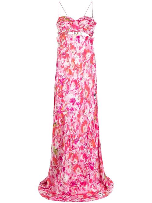 Tulip-print maxi slip dress - Pink