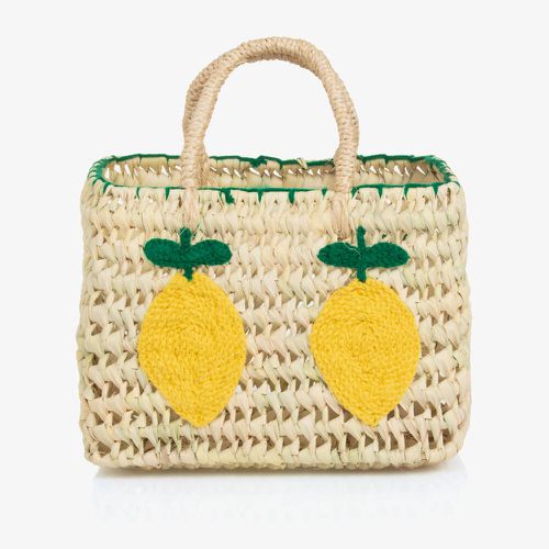 Rachel Riley Girls Beige Lemon Straw Bag (22Cm)