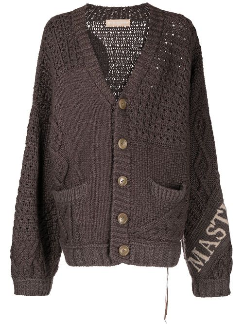 Skull-print cashmere cardigan - Brown