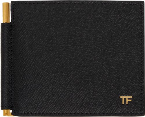 TOM FORD Black Small Grain Leather Money Clip Wallet