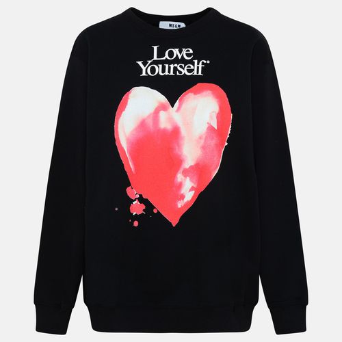 MSGM 여성 블랙 코튼 러브 스웨트셔츠
