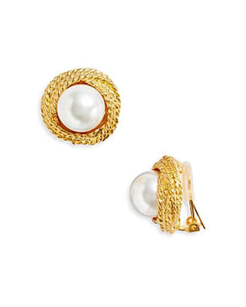 Imitation Pearl Love Knot Clip On Earrings