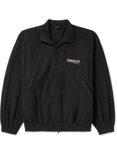 Oversized Logo-Embroidered Fleece Jacket