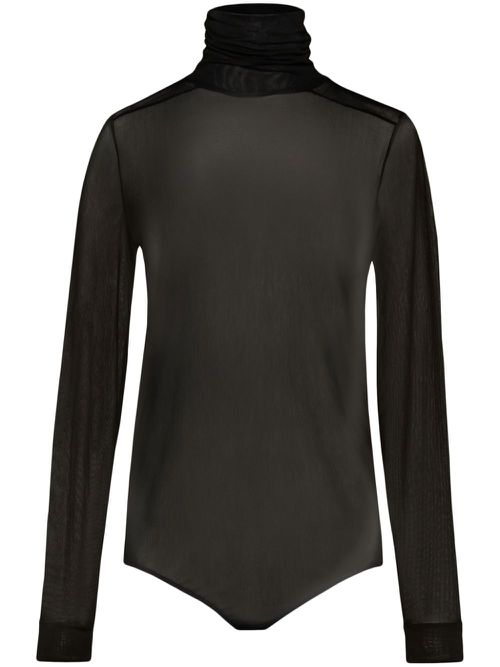 Four-stitch sheer bodysuit - Black