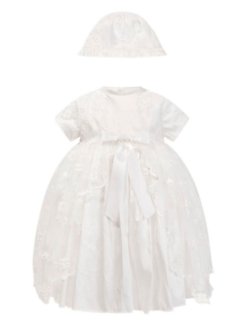 Floral-embroidered layered dress (set of two) - White