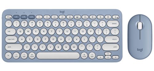Pebble 2 Bluetooth Wireless Keyboard and Mouse Combo for Mac in Tonal Blue