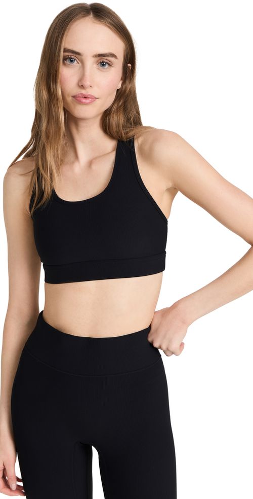 Rib Front Row Bra Black Rib