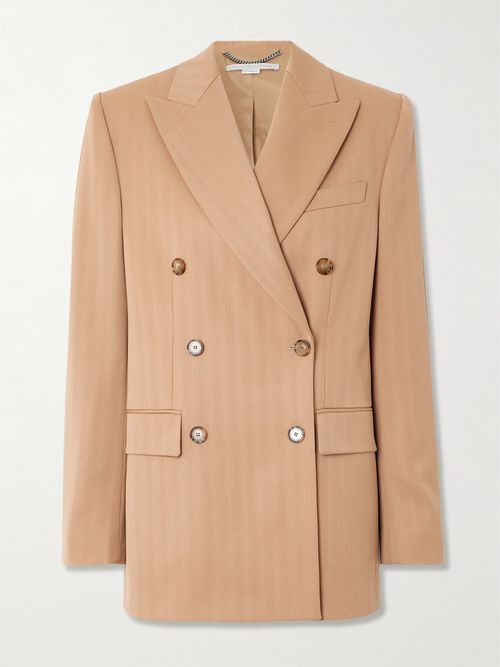Double-breasted Striped Wool-blend Blazer