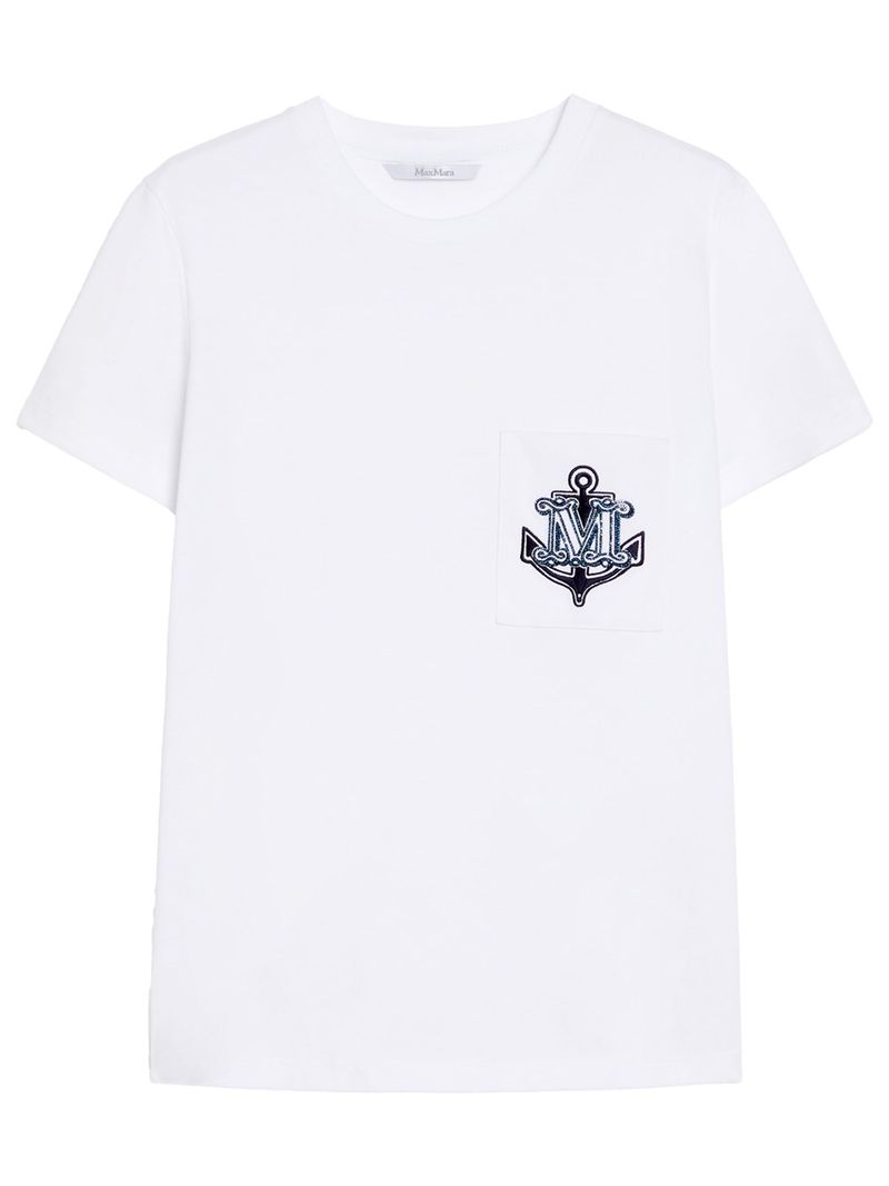 막스마라 여성 Embroidered M Monogram Motif Jersey T-Shirt