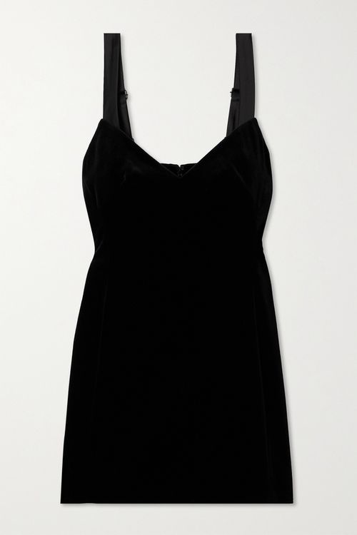 + Net Sustain Duchesse Satin-trimmed Cotton-velvet Mini Dress