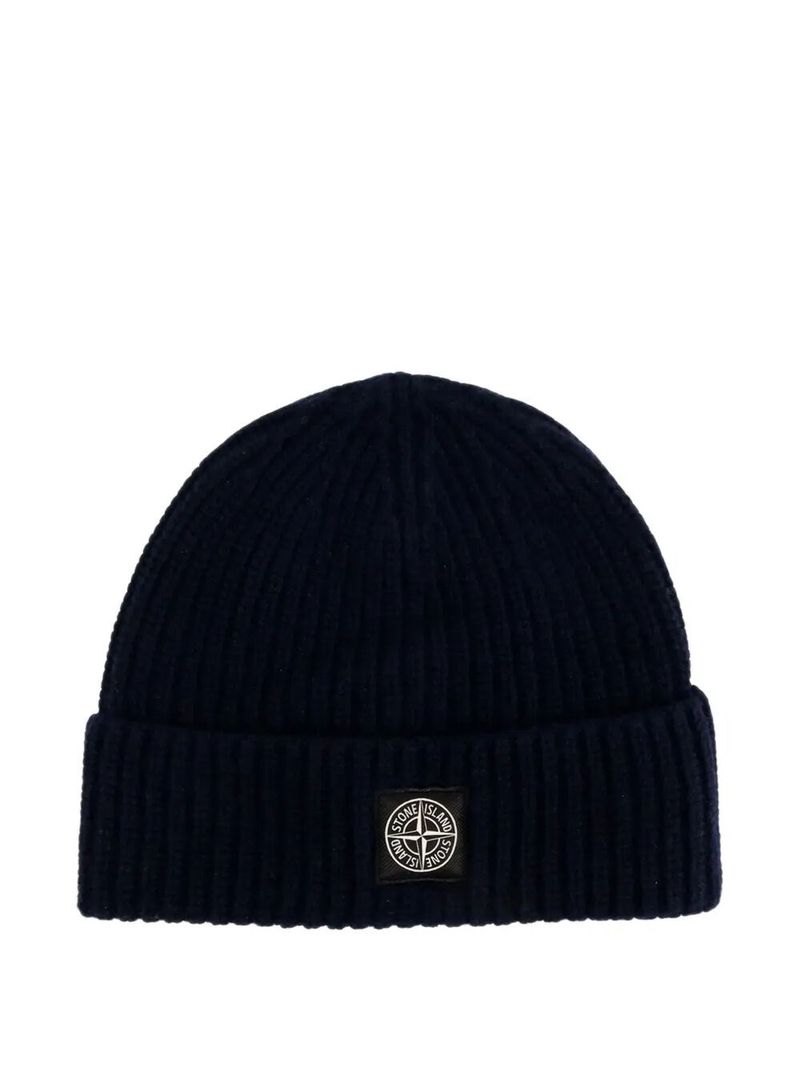 스톤아일랜드 남성 Light Wool Knitted Beanie With Compass Patch