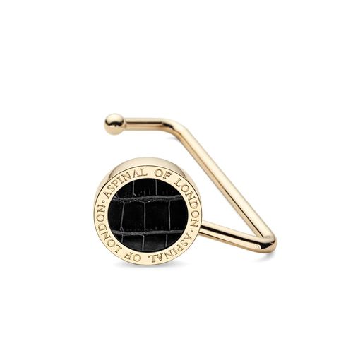 Purse Hook in Deep Shine Black Croc