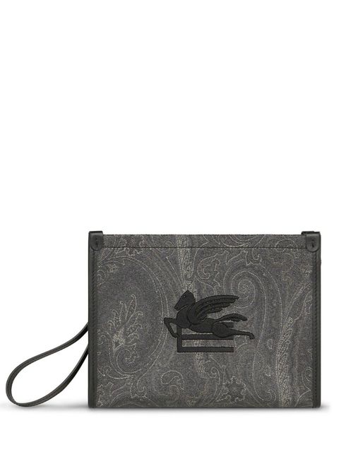 Essential paisley-print clutch bag - Black